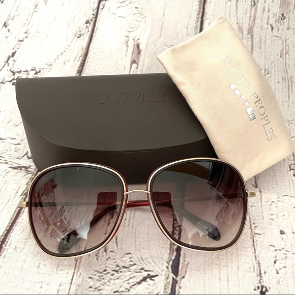 OLIVER PEOPLES “Emely” Sunglasses (Dark Red)